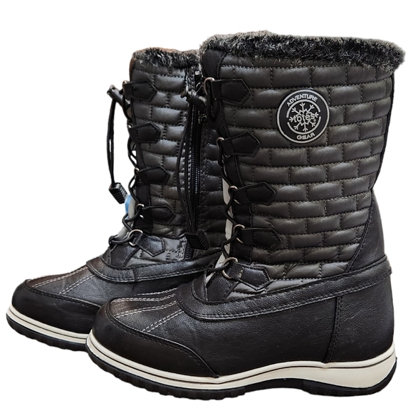 Totes Adventure Gear Snow Winter Boots Black Waterproof Adjustable Strings 6 - Picture 1 of 10